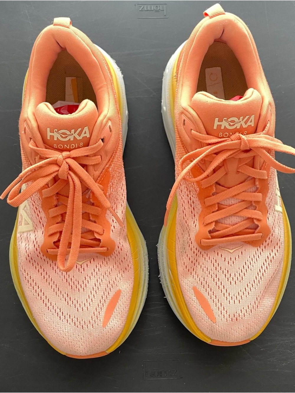 Hoka Bondi 8 Size 8.5 B Coral/Yellow Women's Running Shoes